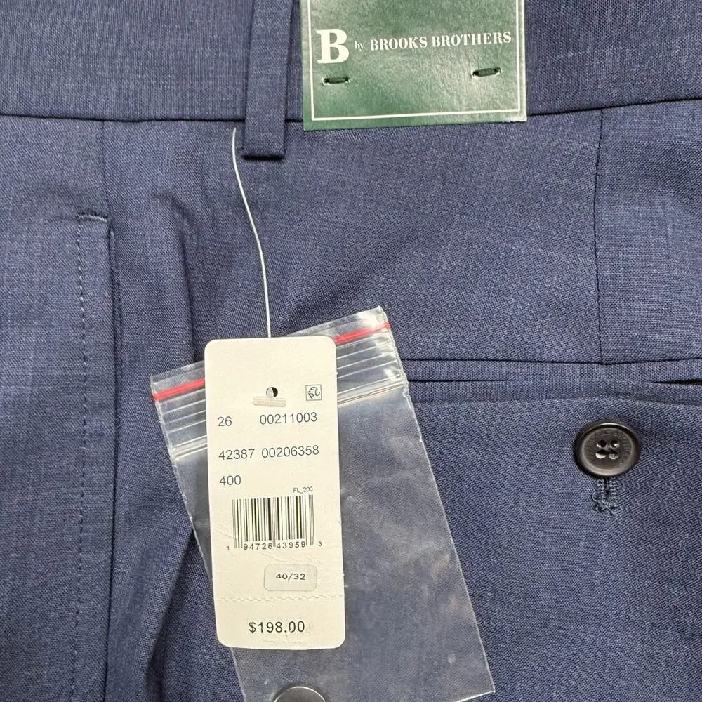 Brooks Brothers Men's Classic-Fit Wool Blend Suit Pant Blue 40x32 $190